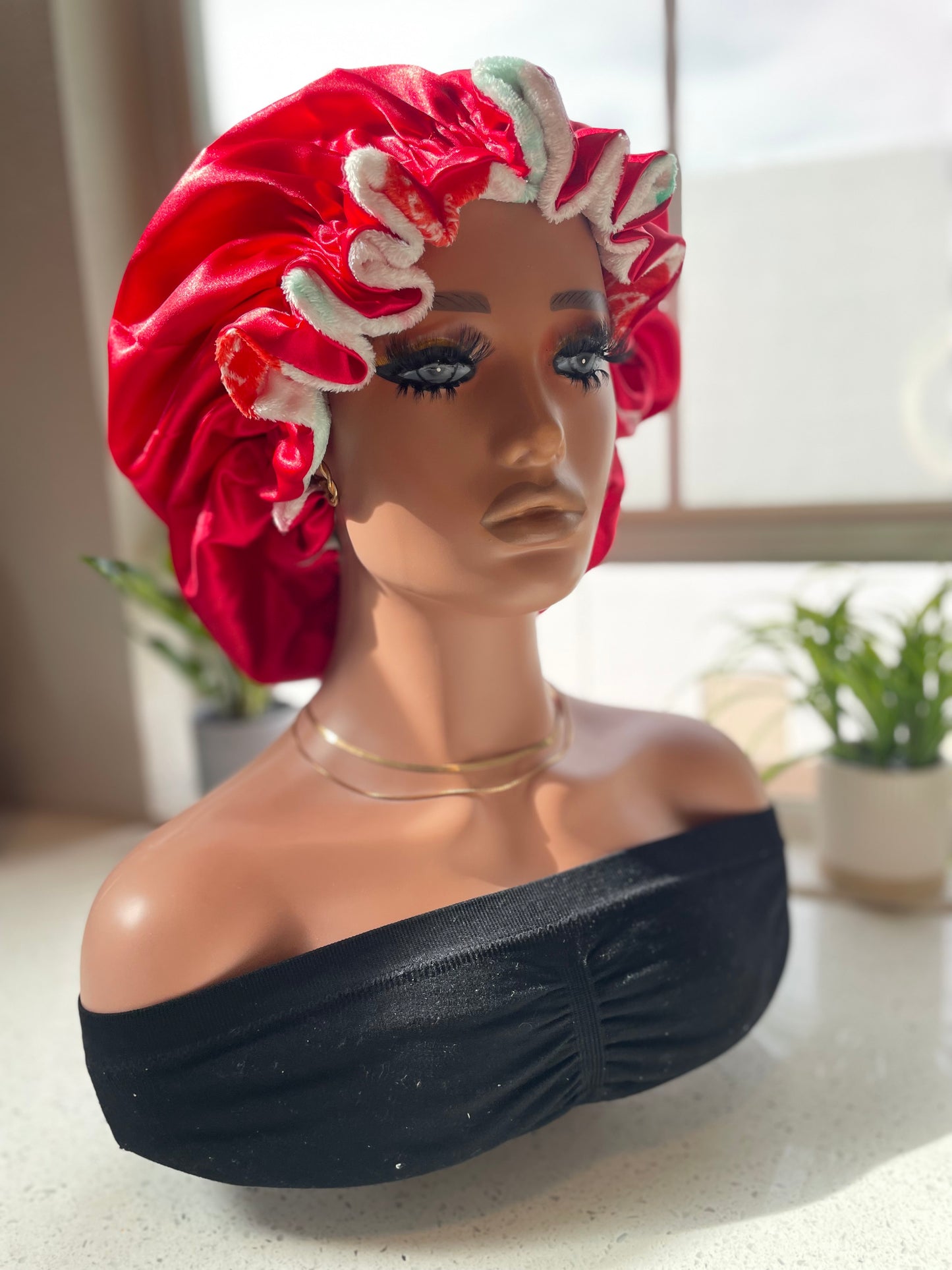 Sweetheart Conversation Hearts Reversible Satin-Lined Bonnet