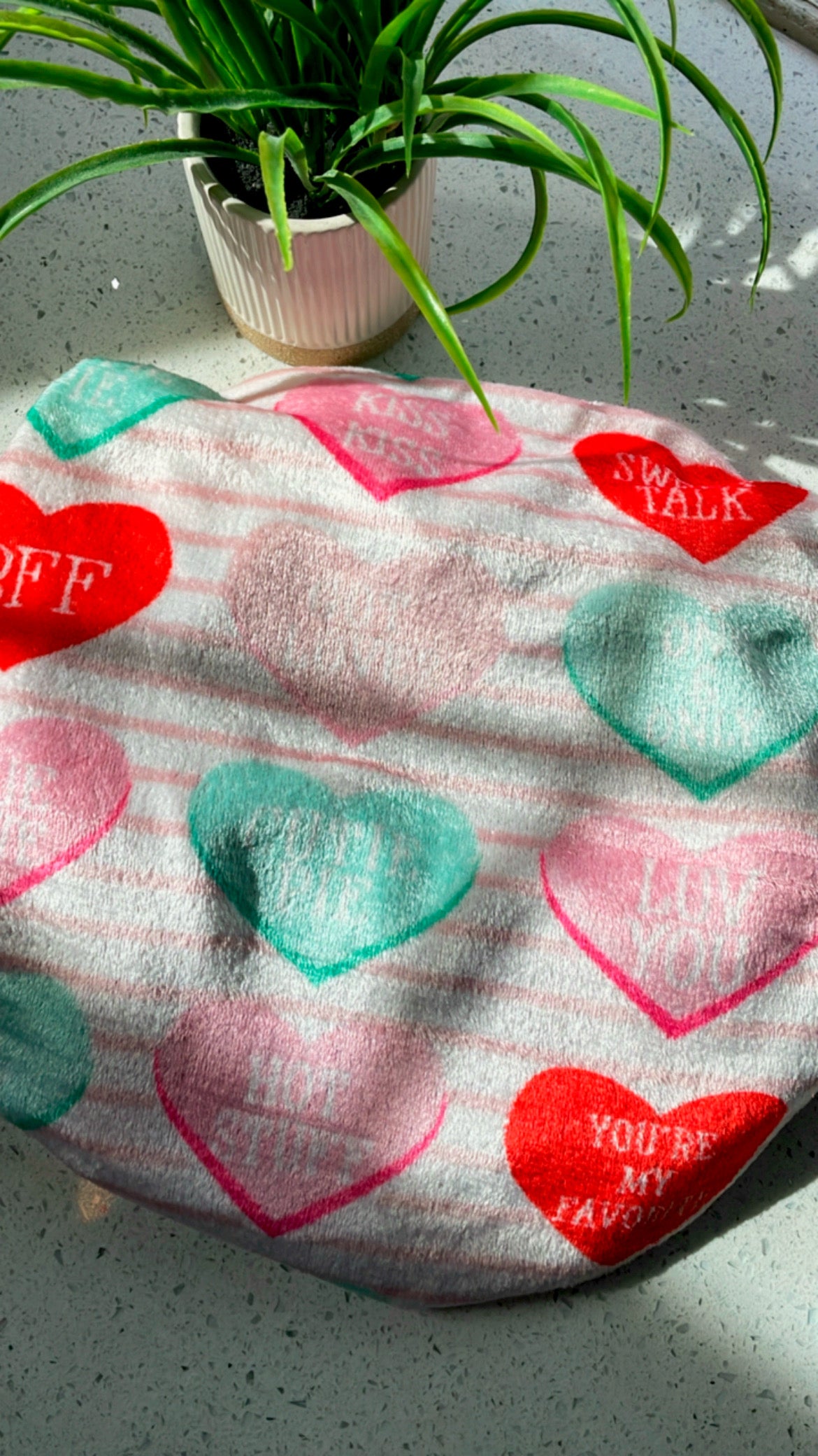 Sweetheart Conversation Hearts Reversible Satin-Lined Bonnet
