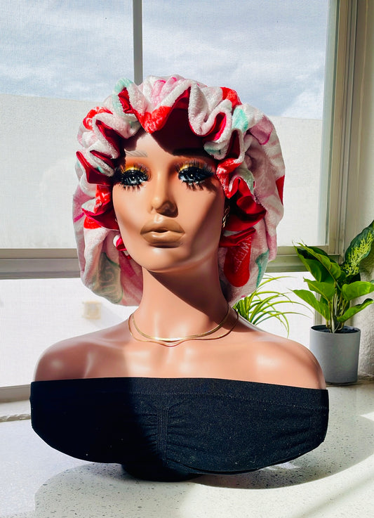 Sweetheart Conversation Hearts Reversible Satin-Lined Bonnet