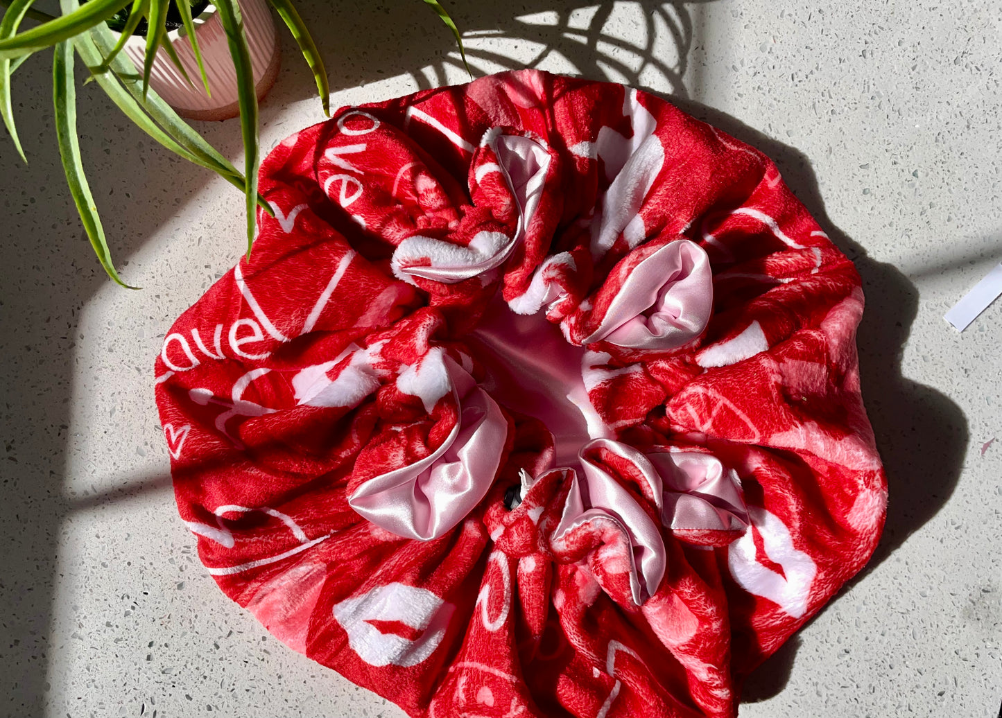 CROWNED “Cupid’s Kiss” Reversible Satin Bonnet – Adult Oversized (Adjustable)