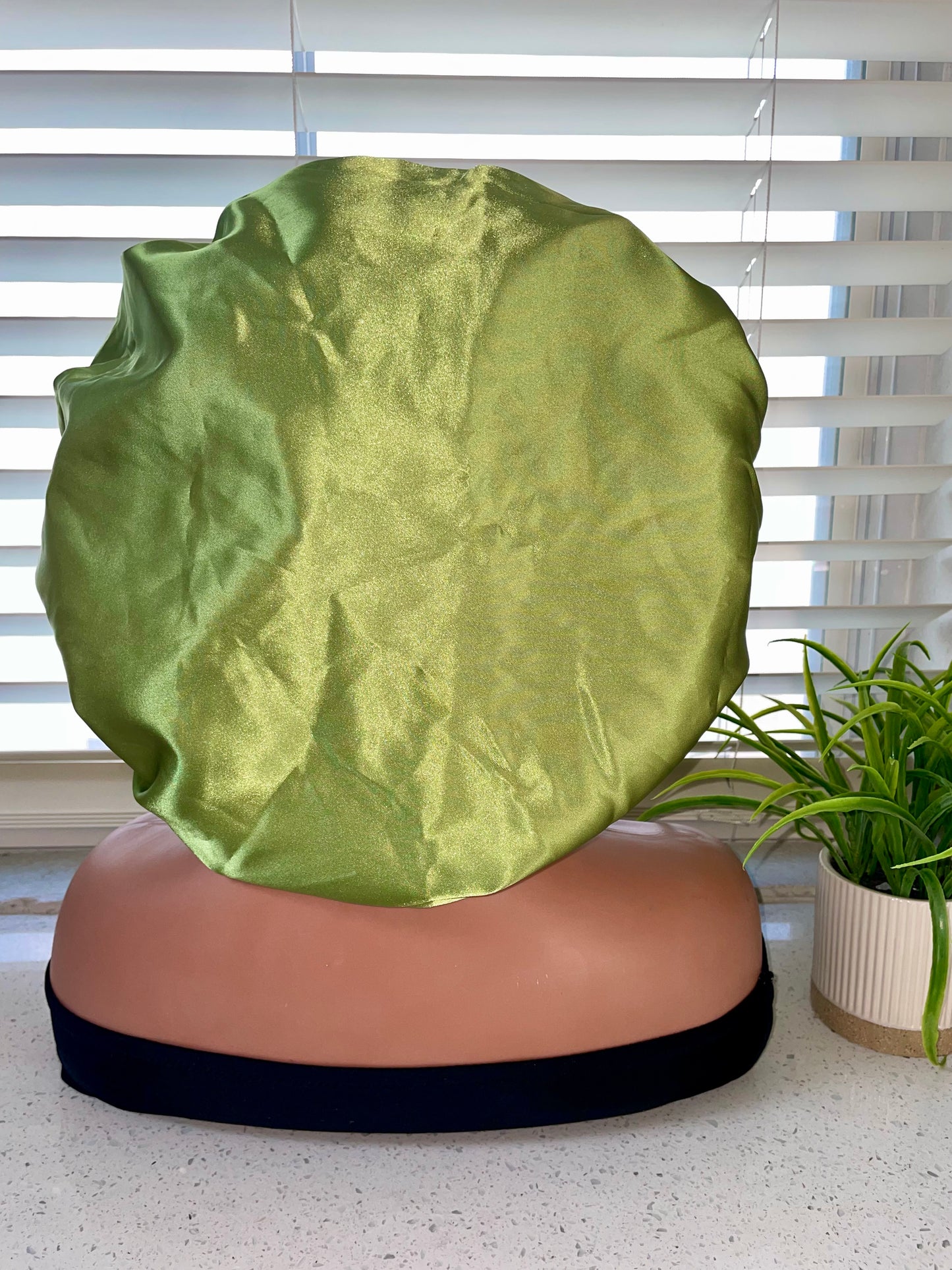 CROWNED Satin Shield Shower Crown | Fuchsia & Sage